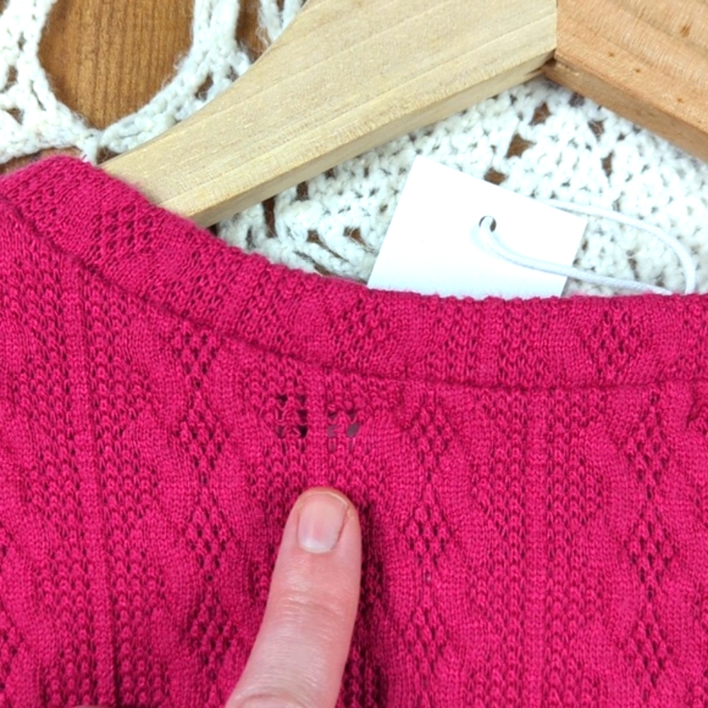 NWT Raspberry Pink Cropped Cable Knit Sweater - Picture 6 of 9